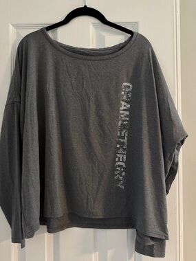 Orangetheory Women's Gray Crop Long-Sleeve Relaxed Tee